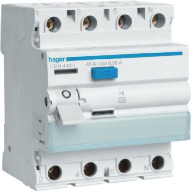 INT.DIFF.PURO 4P 40A 0.03A A HI 4M - HAGER CDH440H - HAGER CDH440H - HAGER CDH440H product photo Photo 01 3XL