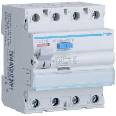 INTERRUTTORE DIFFERENZIALE S ACC. 4P 300MA 63A 4M - HAGER CPC463H product photo Photo 01 3XL