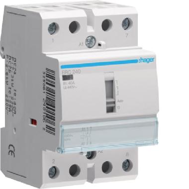 CONTATTORE COMANDO MANUALE STD 2NA 230VAC 40A 3M - HAGER ERC240 product photo Photo 01 3XL