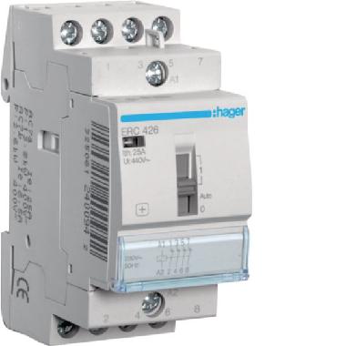 CONTATTORE COMANDO MANUALE STD+ 4NC 230VAC 25A 2M - HAGER ERC426 product photo Photo 01 3XL