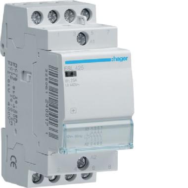 CONTATTORE ECO 4NA 8/12VAC 25A 2M - HAGER ESL425 - HAGER ESL425 product photo Photo 01 3XL