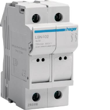 PORTAFUSIBILE 8X32 2P 2M - HAGER LSN402 - HAGER LSN402 product photo Photo 01 3XL