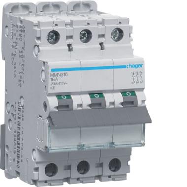 MMN316 - INTERRUTTORE SOLO MAGNETICO 3P 20KA 16A 3M - HAGER MMN316 product photo Photo 01 3XL