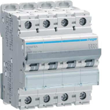 -INTERRUTTORE AUTOMATICO 4P 16A 10 KA C 4M - HAGER NCN416A product photo Photo 01 3XL