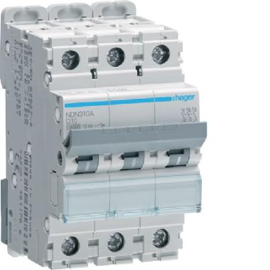 INTERR. AUTOM. 3P 10A 10KA D 3M - HAGER NDN310A - HAGER NDN310A product photo Photo 01 3XL