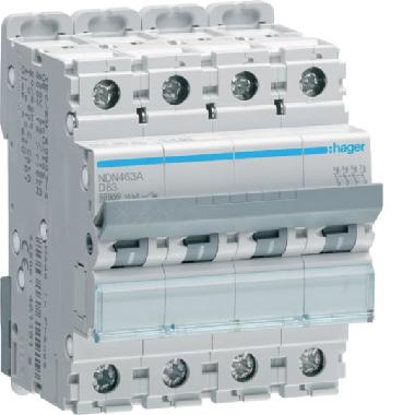 INTERRUTTORE AUTOMATICO 4P 63A 10KA D 4M - HAGER NDN463A product photo Photo 01 3XL