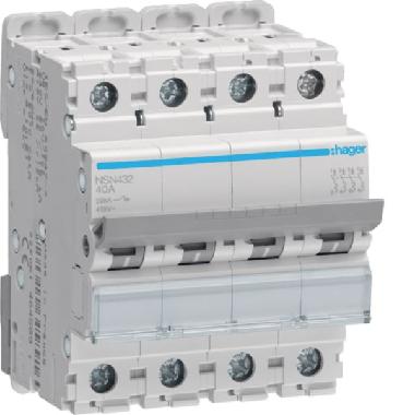 INTERRUTTORE AUTOMATICO 4P 32A 20KA D 4 - HAGER NSN432 - HAGER NSN432 product photo Photo 01 3XL
