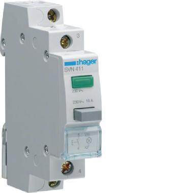 1 PULSANTE LUMINOSO VERDE A IMPULSO 1NA 1M - HAGER SVN411 product photo Photo 01 3XL