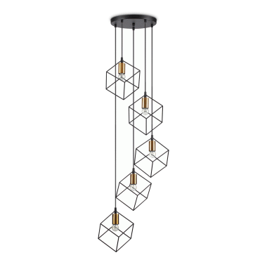 LAMPADA SOSPENSIONE ICE SP5 NERO - IDEAL LUX 237664 product photo Photo 01 3XL