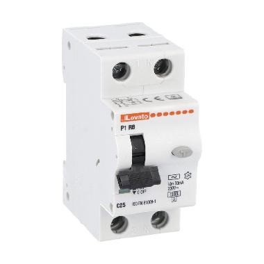 Interruttore magnetotermico differenziale, 10ka. 2 moduli, 1p+n – tipo ac, 25a, 30ma - LOVATO P1RB1NC25AC030 product photo Photo 01 3XL