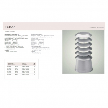 FRANGILUCE PULSAR GRIGIO ALLUMINIO PER SFERE 300MM - MARECO LUCE 1470000A product photo Photo 02 3XL