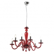 SOSP. 8 LUCI IN VETRO RUBINO - ROSSINI ILLUMINAZIONE CRI001RU product photo