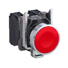 Pulsante, Harmony XB4, metallo, a filo, rosso, 22 mm, ritorno a molla, non marcato, 1NO+1NC - SCHNEIDER ELECTRIC XB4BA45 product photo