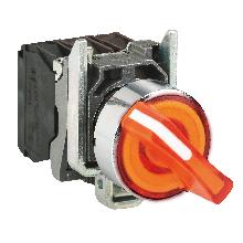 Selettore luminoso arancione D.22  - 2 posizioni - 24Vac/dc - 1NO+1NC- LED universale - SCHNEIDER ELECTRIC XB4BK125B5 product photo