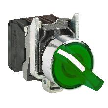 Selettore luminoso verde completo D.22 3-posizioni fisse 1NO+1NC 24Vac/dc- LED universale - SCHNEIDER ELECTRIC XB4BK133B5 product photo