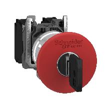 Pulsante di emergenza rosso D.40 spegnimento D.22 sblocco chiave scatto 1NC+1NO - SCHNEIDER ELECTRIC XB4BS9445 product photo