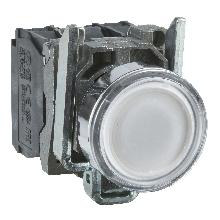 Pulsante luminoso bianco D.22  - filoghiera ad impulso - 230Vac - 1NO+1NC- LED universale - SCHNEIDER ELECTRIC XB4BW31M5 product photo
