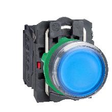 Pulsante luminoso blu D.22 - filoghiera ad impulso - 24Vac/dc - 1NO+1NC- LED universale - SCHNEIDER ELECTRIC XB5AW36B5 product photo