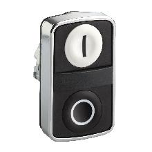 Testa pulsante doppio D. 22  - bianca + nera - 0/I - IP66 - SCHNEIDER ELECTRIC ZB4BA7121 product photo