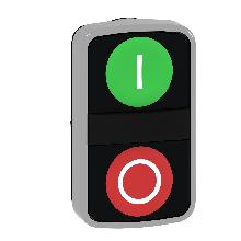 Testa pulsante doppio D. 22  - rossa + verde - 0/I - IP40 - SCHNEIDER ELECTRIC ZB4BA7341 product photo