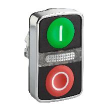 Testa pulsante doppio D.22 - rossa + verde - con marcatura - SCHNEIDER ELECTRIC ZB4BW7A3741 product photo