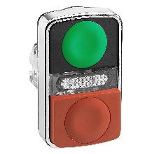 Testa pulsante doppio verde filo/rosso sporgente luminoso D.22 senza marcatura - SCHNEIDER ELECTRIC ZB4BW7L3740 product photo