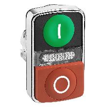 Testa pulsante doppio verde filo/rosso sporgente luminoso D.22 con marcatura - SCHNEIDER ELECTRIC ZB4BW7L3741 product photo
