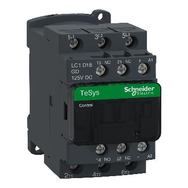 Contattore TeSys LC1D - 3 poli - AC3 440V 18 A - 125 V CC - SCHNEIDER ELECTRIC LC1D18GD product photo Photo 01 3XL