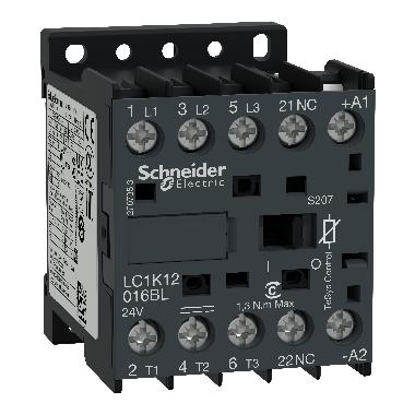 Contattore TeSys K contattore - 3P - AC-3 <lt/>= 440 V 12 A - 1 NC aux. - 24 V DC rail - SCHNEIDER ELECTRIC LC1K12016BLS207 product photo Photo 01 3XL