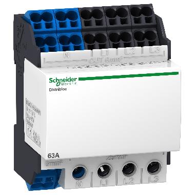 Blocco di distribuzione, Linergy DX, 4P, 63A, 4 moduli, 24 fori, attacco rapido inferiore - SCHNEIDER ELECTRIC LVS04041 product photo Photo 01 3XL