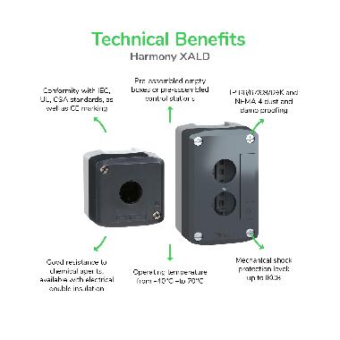 Pulsantiera XAL-D - funzione marcia o arresto - 1 NO + 1 NC - SCHNEIDER ELECTRIC XALD213 product photo Photo 02 3XL