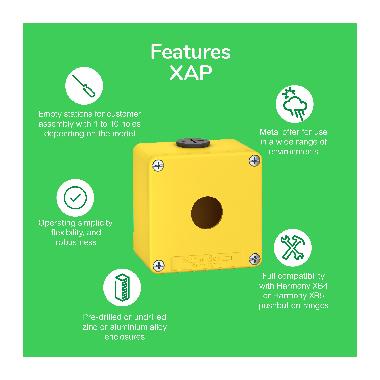 Pulsantiera gialla per arresto di emergenza M20 1 foro 22MM 80X80X51,5 UL CSA - SCHNEIDER ELECTRIC XAPK1201 product photo Photo 02 3XL
