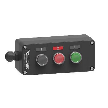 Pulsantiera - XAW-G - plastica - 1 NO - verde - tre funzioni - SCHNEIDER ELECTRIC XAWG310EX product photo Photo 01 3XL