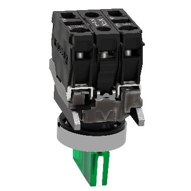 Selettore luminoso verde completo D.22 3-posizioni fisse 1NO+1NC 24Vac/dc- LED universale - SCHNEIDER ELECTRIC XB4BK133B5 product photo Photo 06 3XL