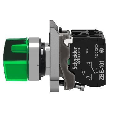 Selettore luminoso verde completo D.22 3-posizioni fisse 1NO+1NC 24Vac/dc- LED universale - SCHNEIDER ELECTRIC XB4BK133B5 product photo Photo 08 3XL