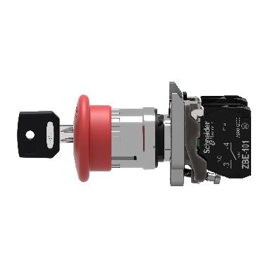Pulsante di emergenza rosso D.40 spegnimento D.22 sblocco chiave scatto 1NC+1NO - SCHNEIDER ELECTRIC XB4BS9445 product photo Photo 07 3XL