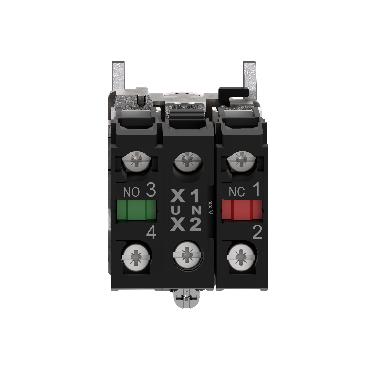 Pulsante luminoso rosso D.22 - filoghiera ad impulso - 230V - 1NO+1NC- LED universale - SCHNEIDER ELECTRIC XB4BW34M5 product photo Photo 04 3XL