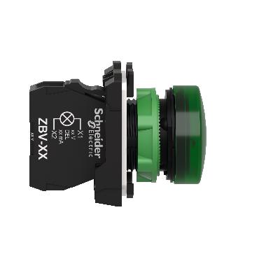Lampada spia completa D.22 - IP65 - verde - LED universale - 230Vacac - SCHNEIDER ELECTRIC XB5AVM3 product photo Photo 10 3XL
