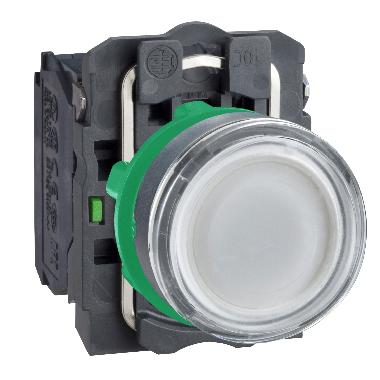 Pulsante luminoso bianco D.22 - filoghiera ad impulso - 24Vac/dc - 1NA+1NC- LED universale - SCHNEIDER ELECTRIC XB5AW31B5 product photo Photo 01 3XL
