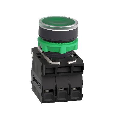 Pulsante luminoso verde D.22 - filoghiera ad impulso - 24V - 1NA+1NC- LED universale - SCHNEIDER ELECTRIC XB5AW33B5 product photo Photo 05 3XL