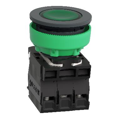 Harmony XB5, pulsante luminoso verde Antimicrobico D.30 filopannello, ad impulso, plastica, LED universale, 24Vac/dc, NO+NC - SCHNEIDER ELECTRIC XB5FW33B5 product photo Photo 05 3XL