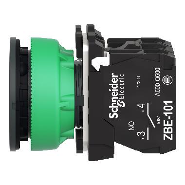Harmony XB5, pulsante luminoso verde Antimicrobico D.30 filopannello, ad impulso, plastica, LED universale, 24Vac/dc, NO+NC - SCHNEIDER ELECTRIC XB5FW33B5 product photo Photo 09 3XL