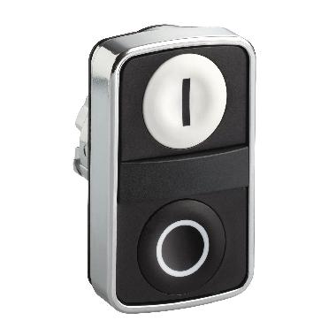 Testa pulsante doppio D. 22  - bianca + nera - 0/I - IP66 - SCHNEIDER ELECTRIC ZB4BA7121 product photo Photo 01 3XL