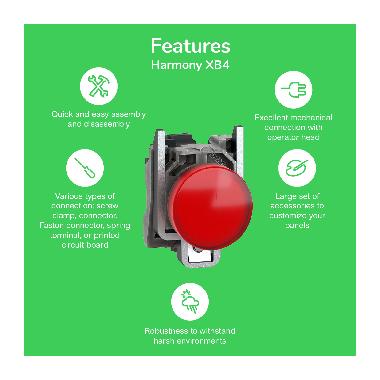 Testa pulsante luminoso D.40 D.22 - arancione - per LED universale - SCHNEIDER ELECTRIC ZB4BW453 product photo Photo 02 3XL