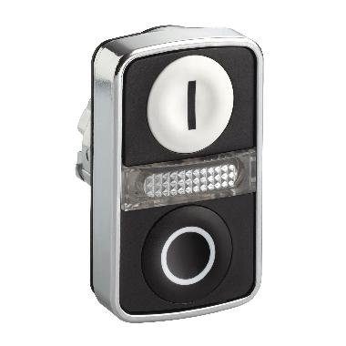 Testa pulsante doppio D.22  - bianca + nera - 0/I - SCHNEIDER ELECTRIC ZB4BW7A1721 product photo Photo 01 3XL
