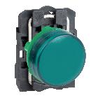 Lampada spia completa D.22 - IP65 - verde - LED universale - 230Vacac - SCHNEIDER ELECTRIC XB5AVM3 product photo