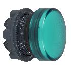 Testa lampada spia D.22 - circolare - gemma liscia verde- per LED universale - SCHNEIDER ELECTRIC ZB5AV033 product photo
