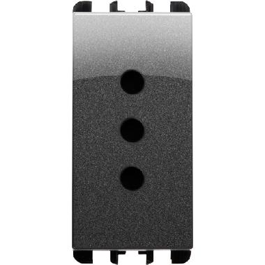 PRESA P11 2 POLI + TERRA 10A 250V 1 MODULO ACCIAIO - URMET DOMUS 10301AC product photo Photo 02 3XL