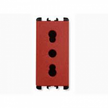 PRESA BIPASSO 2 POLI+TERRA 16A 250V 1 MODULO ROSSA - URMET DOMUS 10303.R product photo Photo 01 3XL
