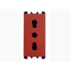 PRESA BIPASSO 2 POLI+TERRA 16A 250V 1 MODULO ROSSA - URMET DOMUS 10303.R product photo